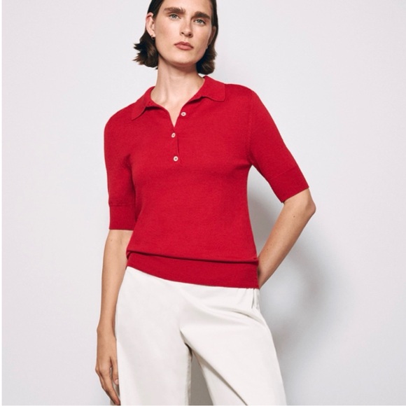 Goop Tops - G. LABEL BY GOOP Avery Polo in bright red NEW